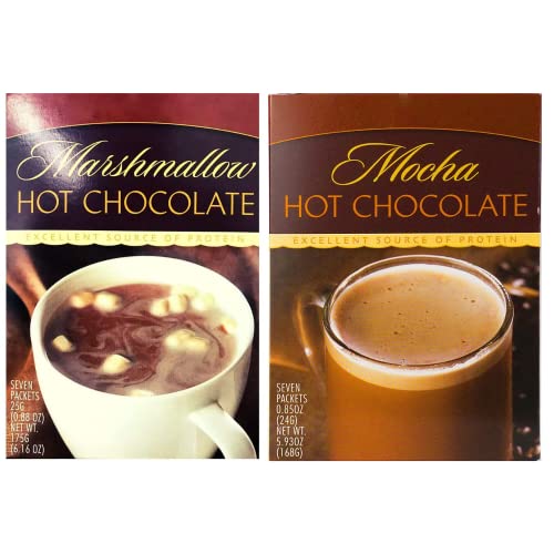 HealthyWise High Protein Hot Cocoa Mix with Marshmallow & Mocha - 15g Protein, Low Carb, Low Calorie Instant Hot Chocolate Powder (2 Pack, 7 Servings Each) - Perfect for Keto Diet, Post-Workout Recovery & Winter Warmth