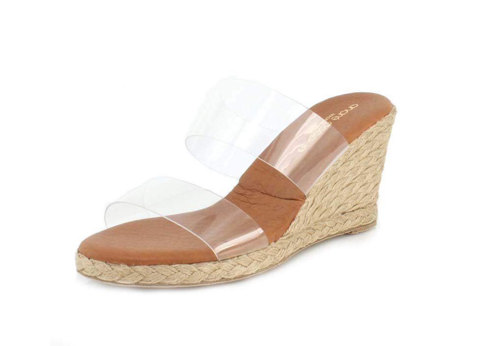 Andre Assous Women's Anfisa Vinyl Strap Wedge Sandals - Comfortable High Heel Shoes for Summer, Beach, and Casual Outings