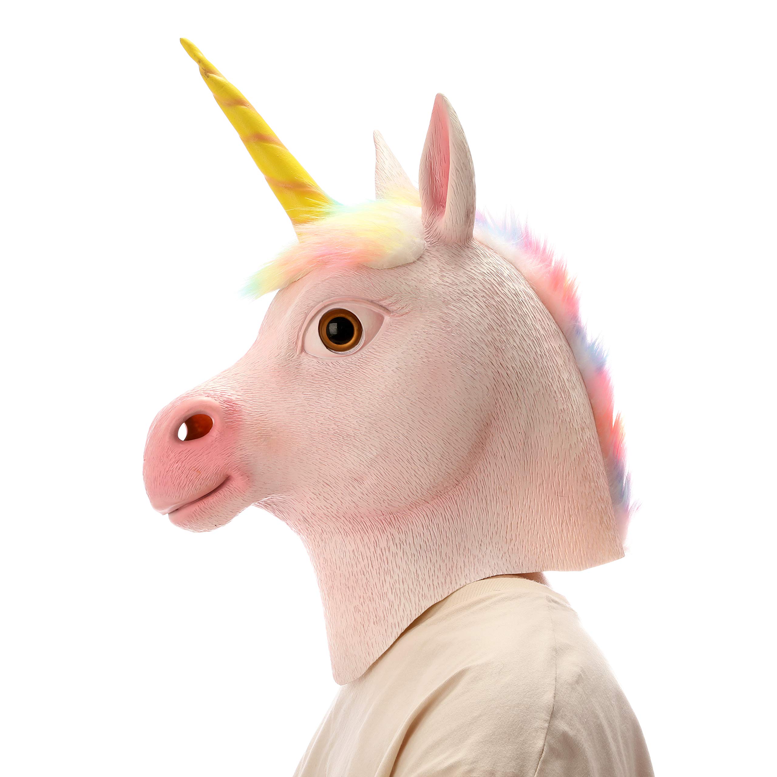 PartyHop - Unicorn Mask for Halloween & Cosplay - Rainbow Pink Animal Costume for Adults & Kids - Perfect for Costume Parties, Dress-Up, and Festive Celebrations