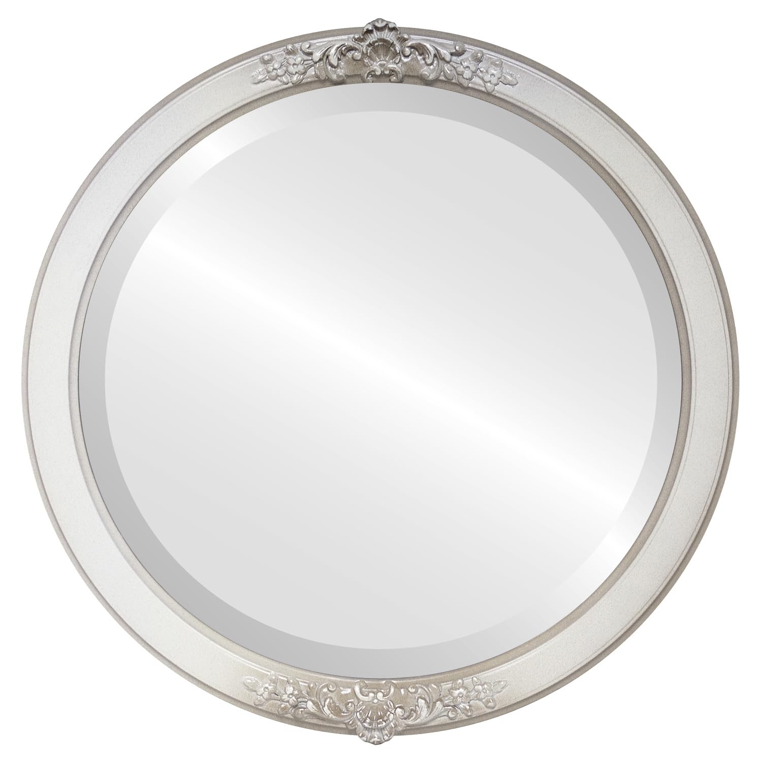 OVALCREST 26x26 Round Beveled Wall Mirror - Taupe Athena Style Home Decor Mirror for Living Room, Bedroom & Entryway