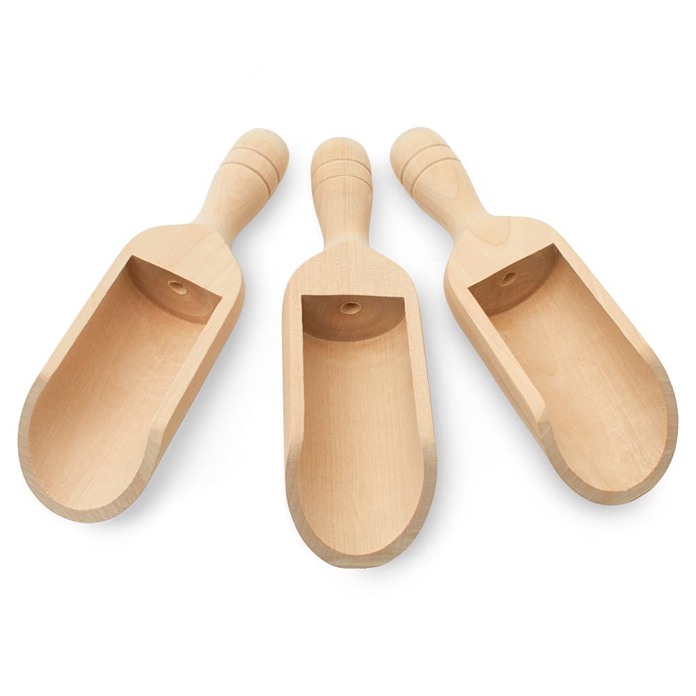 50 Pack Unfinished 8 Inch Large Birch Wood Scoops for Canisters, Flour & Sugar Containers, Bath Salts - Perfect for Baking, Cooking, DIY Crafts & Spa Essentials by Woodpeckers