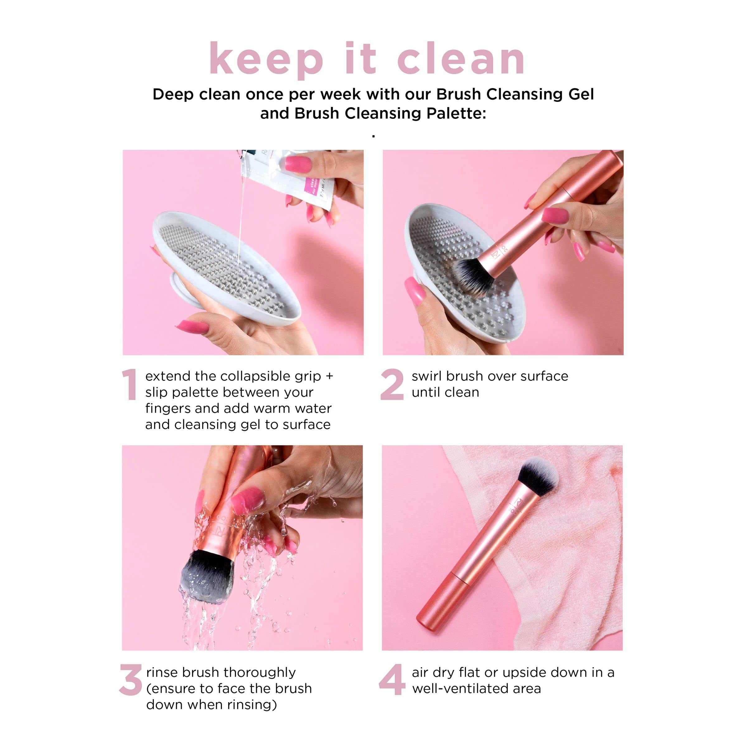 Real Techniques Everything Face Makeup Brush - Flawless Finish & Streak Free Application for Foundation & Powder | Soft Fluffy Cruelty-Free Face Brush (1 Count, Orange) | Perfect for Daily Makeup & Professional Looks
