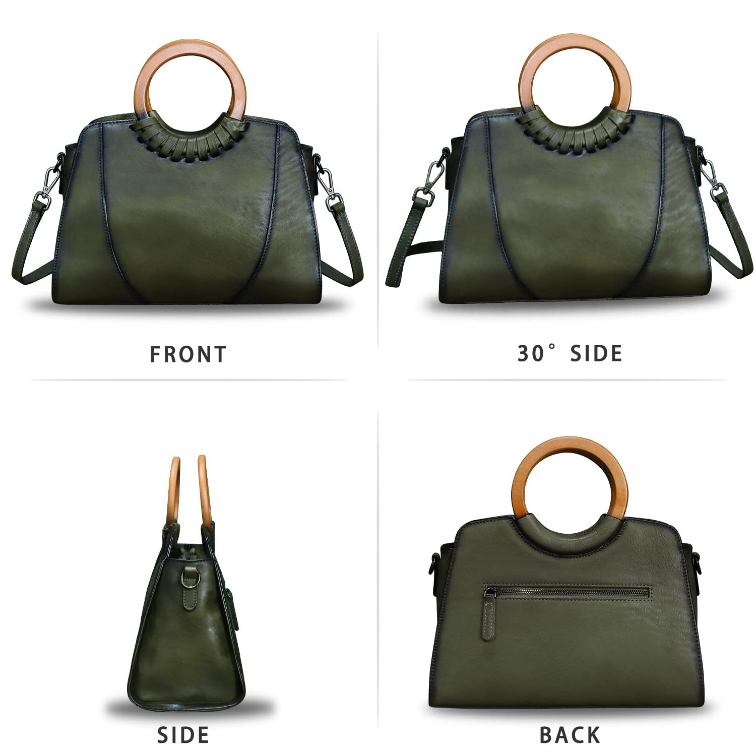 Genuine Leather Top Handle Handbag for Women - Retro Cowhide Satchel Crossbody Shoulder Purse - Perfect for Work, Travel & Everyday Use