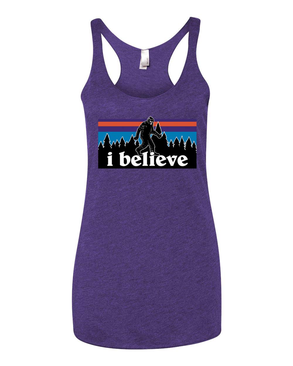 I Believe in Bigfoot Christmas Tri-Blend Racerback Tank Top - Soft & Comfortable Holiday Graphic Tee for Women - Perfect for Christmas Parties & Festive Gatherings