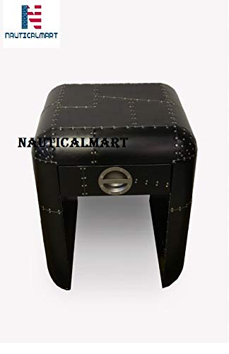 Nautical-Mart Aviator Industrial Aluminum Side Table - Modern End Table for Living Room, Bedroom & Office - Durable Black Metal Furniture for Home Decor