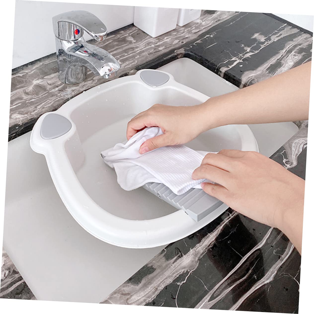 PartyKindom Hand Washing Board Set - Portable Mini Washing Basin for Clothes, Baby Items & Kitchenware | Durable PP Plastic Laundry Tray, Foot Sink & Household Cleaning Tool | Perfect for Camping, Small Apartments & Hand Washing Delicates