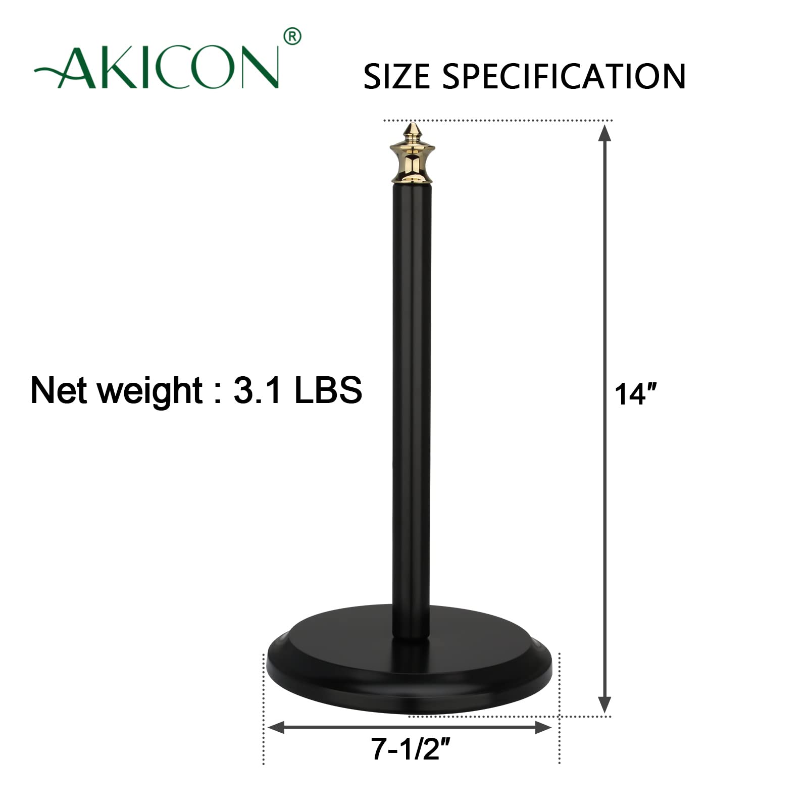 Premium Akicon Paper Towel Holder Stand - Gold Classic Design for Kitchen Countertop & Dining Table - Perfect for Home, Office, and Restaurant Use