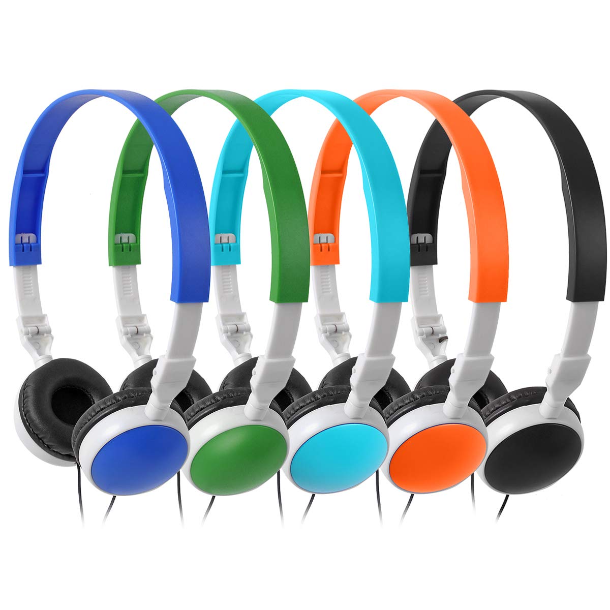 Bulk 10 Pack Durable Classroom Headphones for Students - Mixed Color Kids Headset with Earbuds for School | Perfect for Online Learning, Language Labs & Computer Classes