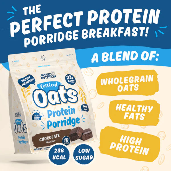 Applied Nutrition Critical Oats Protein Porridge 600g (10 Servings) - High Protein Oatmeal for Muscle Recovery & Weight Management | Perfect for Post-Workout, Breakfast & Healthy Snacking