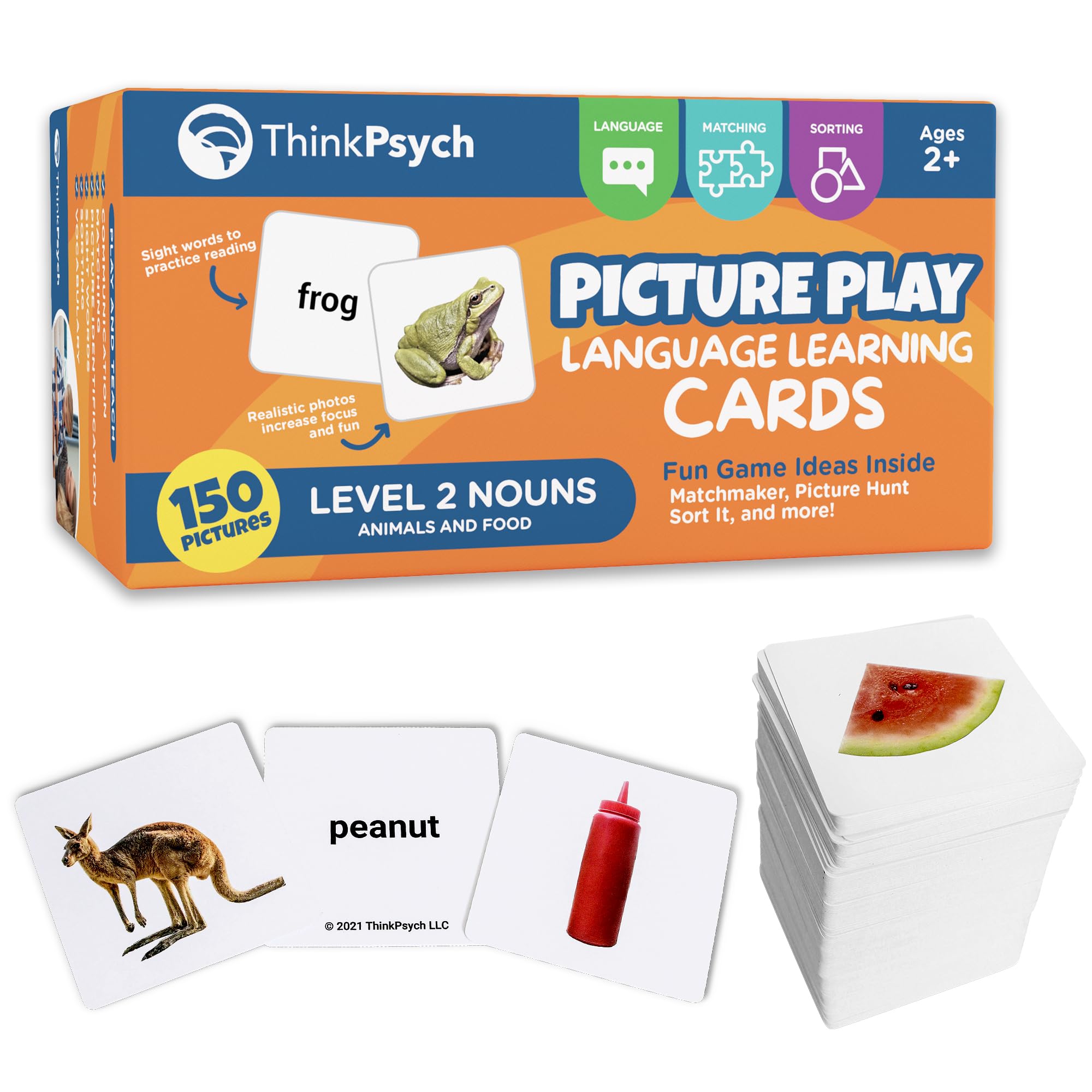 ThinkPsych Level 2 Nouns Flash Cards - 150 Picture Cards for Speech Therapy, Autism Learning & Language Development | Preschool & Kindergarten Educational Materials | Homeschool & Classroom Learning Supplies | Perfect for Apraxia Therapy, ESL Teaching & Early Childhood Education