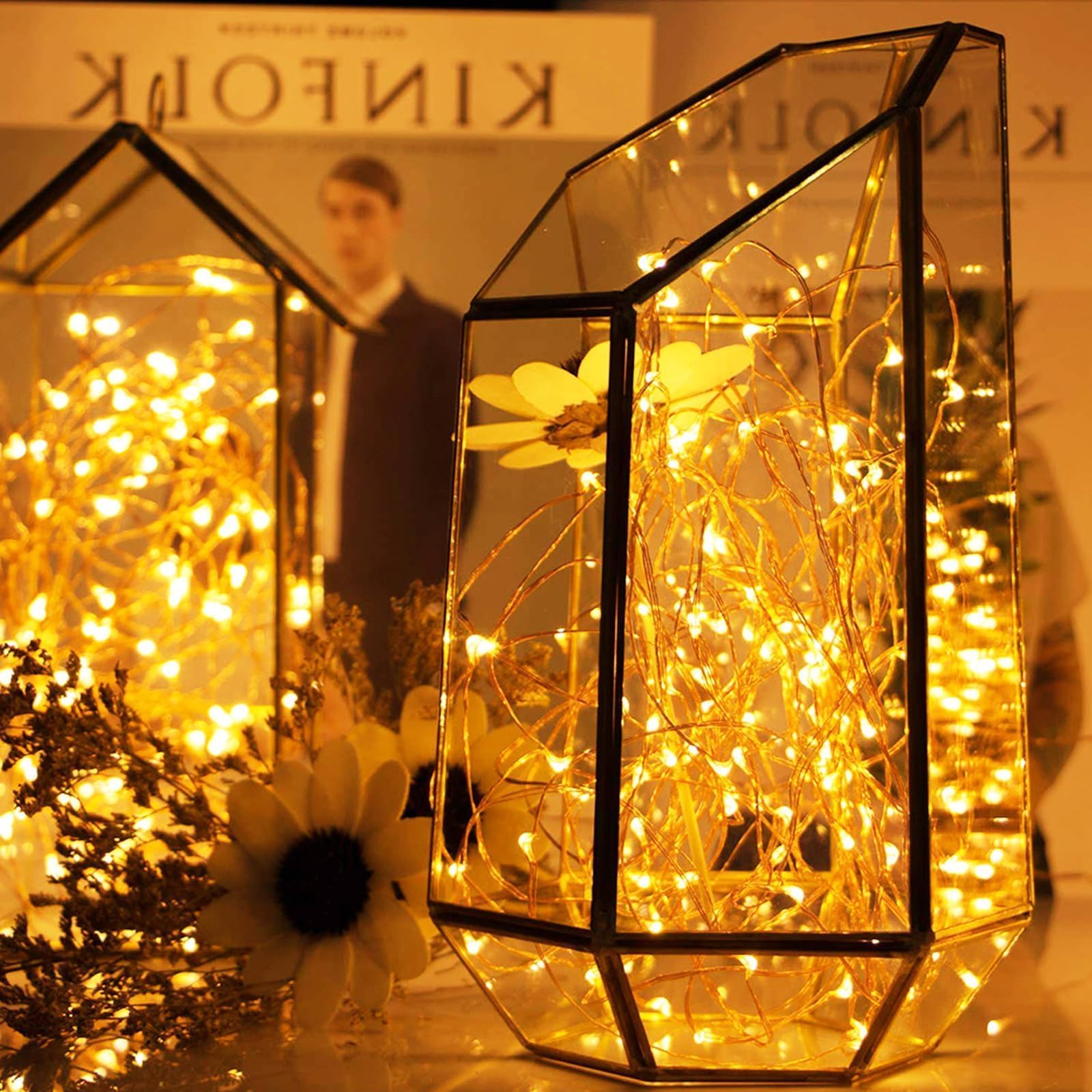 3 Pack Fairy Lights Battery Operated with Remote - 10M/33FT 100LED String Lights, IP65 Waterproof for Indoor & Outdoor Use - 8 Modes Copper Wire Twinkle Lights for Bedroom, Gazebo, Christmas, Wedding, Garden, Party Decorations