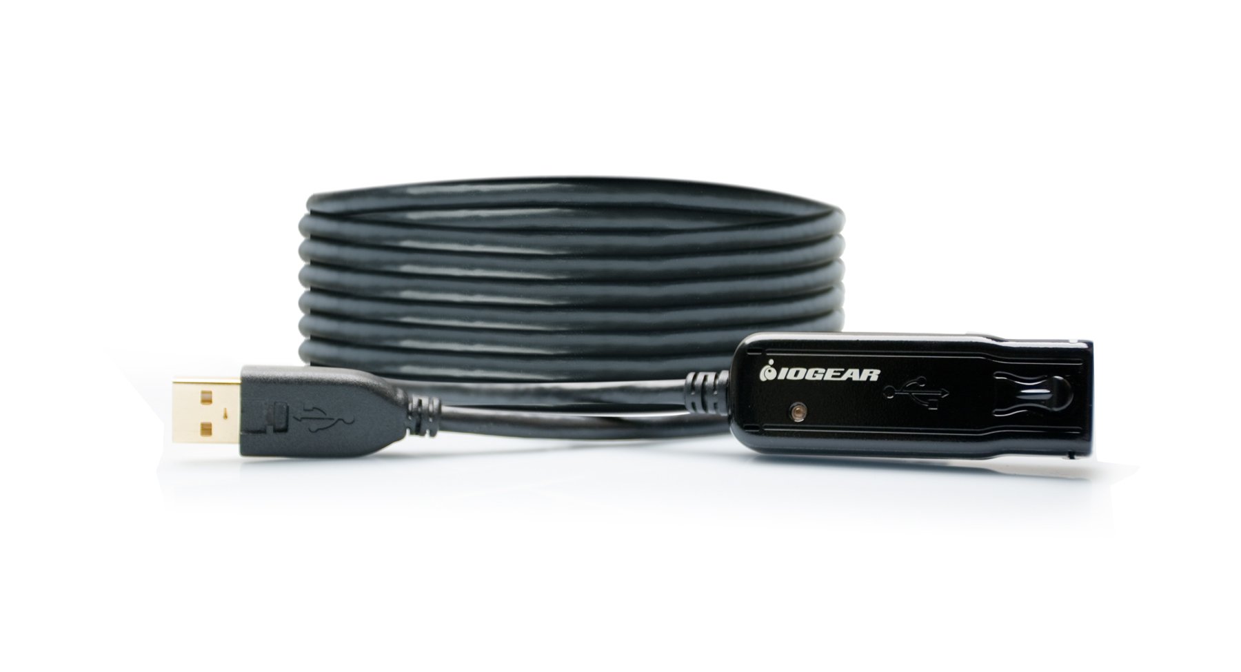 IOGEAR USB 2.0 Active Extension Cable - 39ft High-Speed Booster with Signal Amplifier (GUE2118, Black) for Home Office, Gaming & Long-Distance Device Connectivity