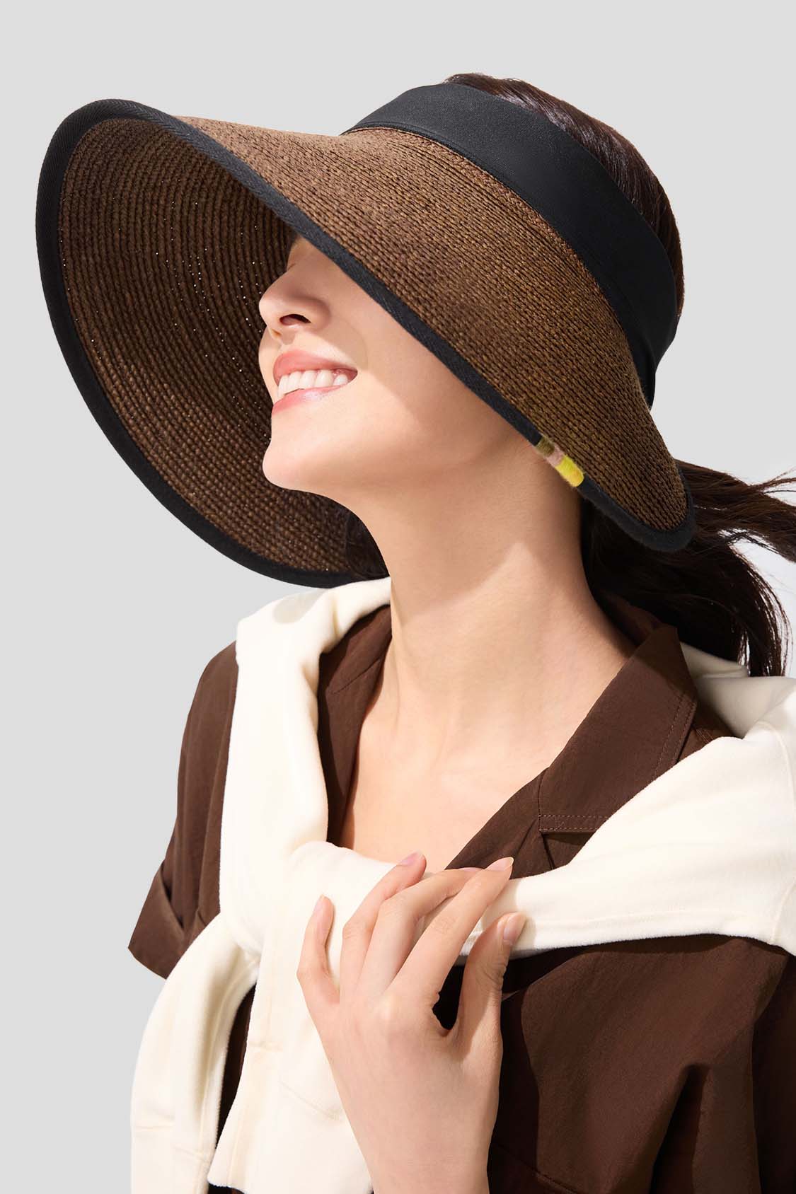 UPF50+ Twist Roll Up Sun Straw Hat for Women - Foldable Wide Brim Beach Hat for Outdoor, Travel & Summer Activities