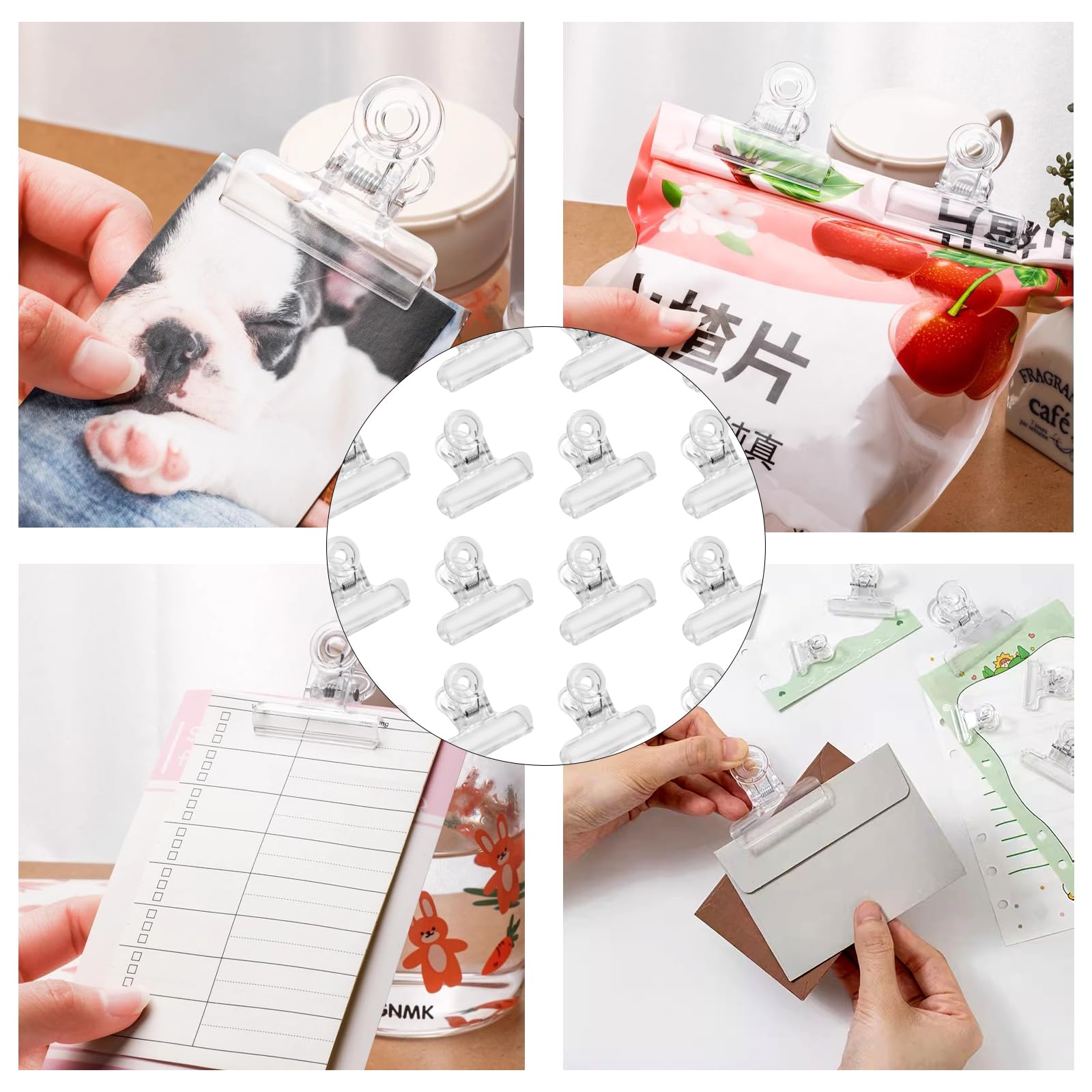 24-Pack Clear Plastic Bulldog Clips - Heavy Duty Utility Clips for Paper, Documents & Office Supplies - Perfect for Home, Office & School Organization - Multi-Purpose Hinged Clips for Files, Artwork & DIY Projects