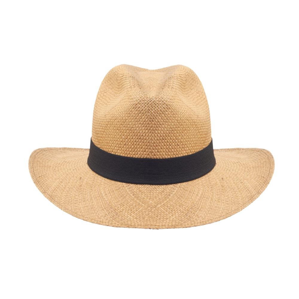 Authentic Ecuadorian Handwoven Panama Hat - JLBrazil Brown Wide Brim Indiana Jones Style Straw Hat for Outdoor Adventures, Beach Vacations & Summer Fashion