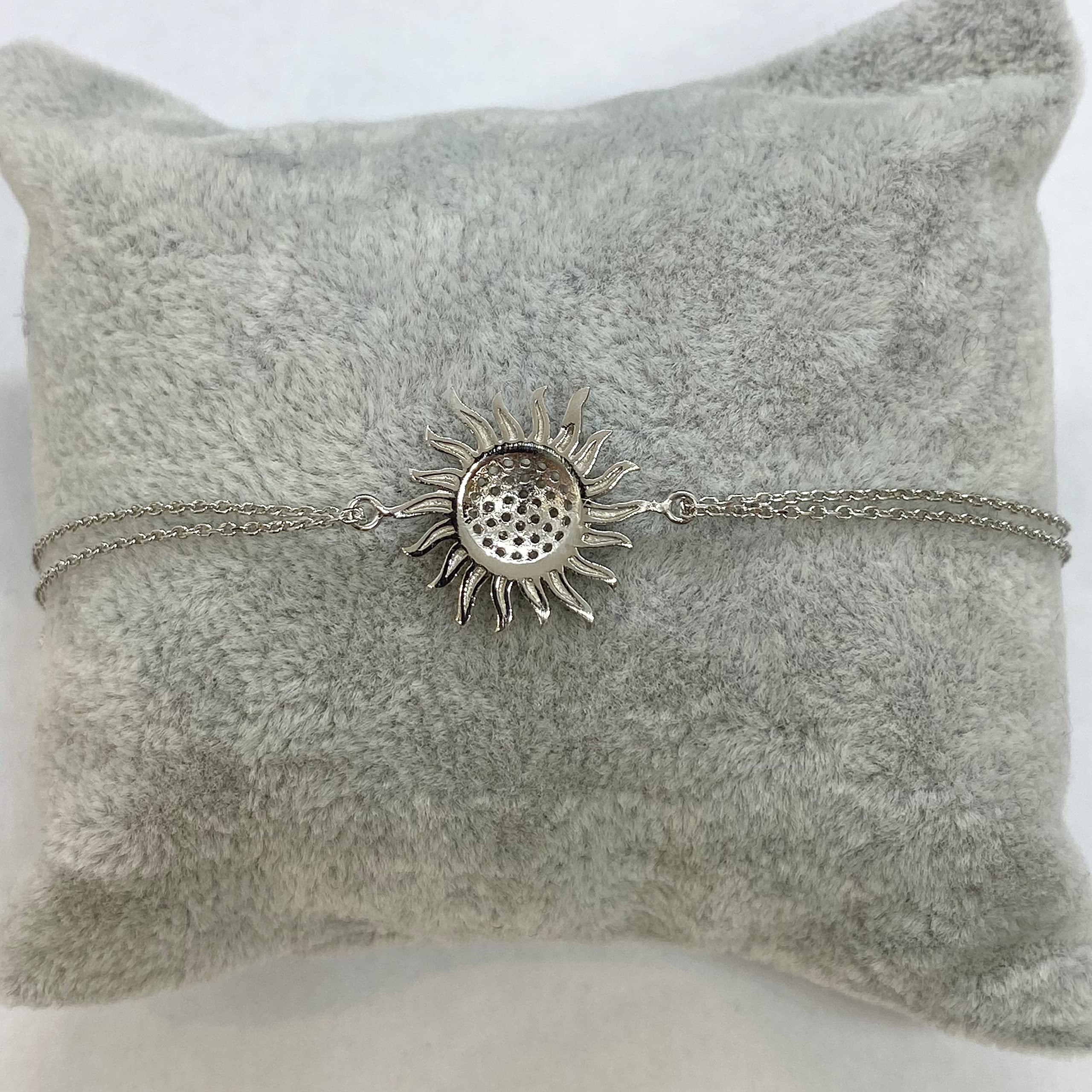 925K Silver Sun Bracelet for Women - Dainty CZ Chain Jewelry, Birthday & Christmas Gift for Her - Perfect for Summer & Everyday Wear