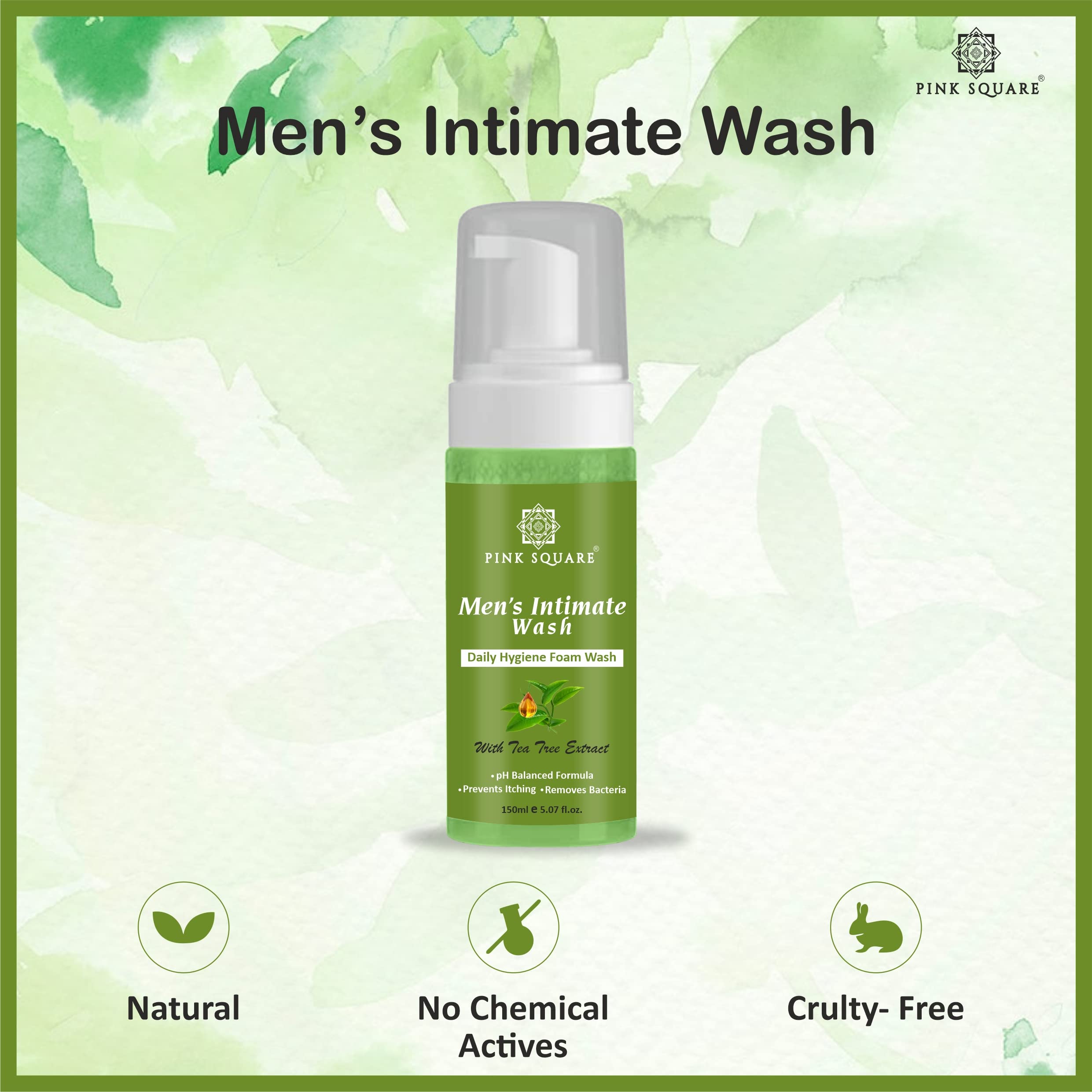 **Natural Tea Tree Extract Men's Intimate Wash - pH Balanced Daily Care for Better Hygiene, Antibacterial Body Wash for Sensitive Skin (2 Pack, 300ml Total) | Ideal for Post-Workout, Travel & Daily Use**