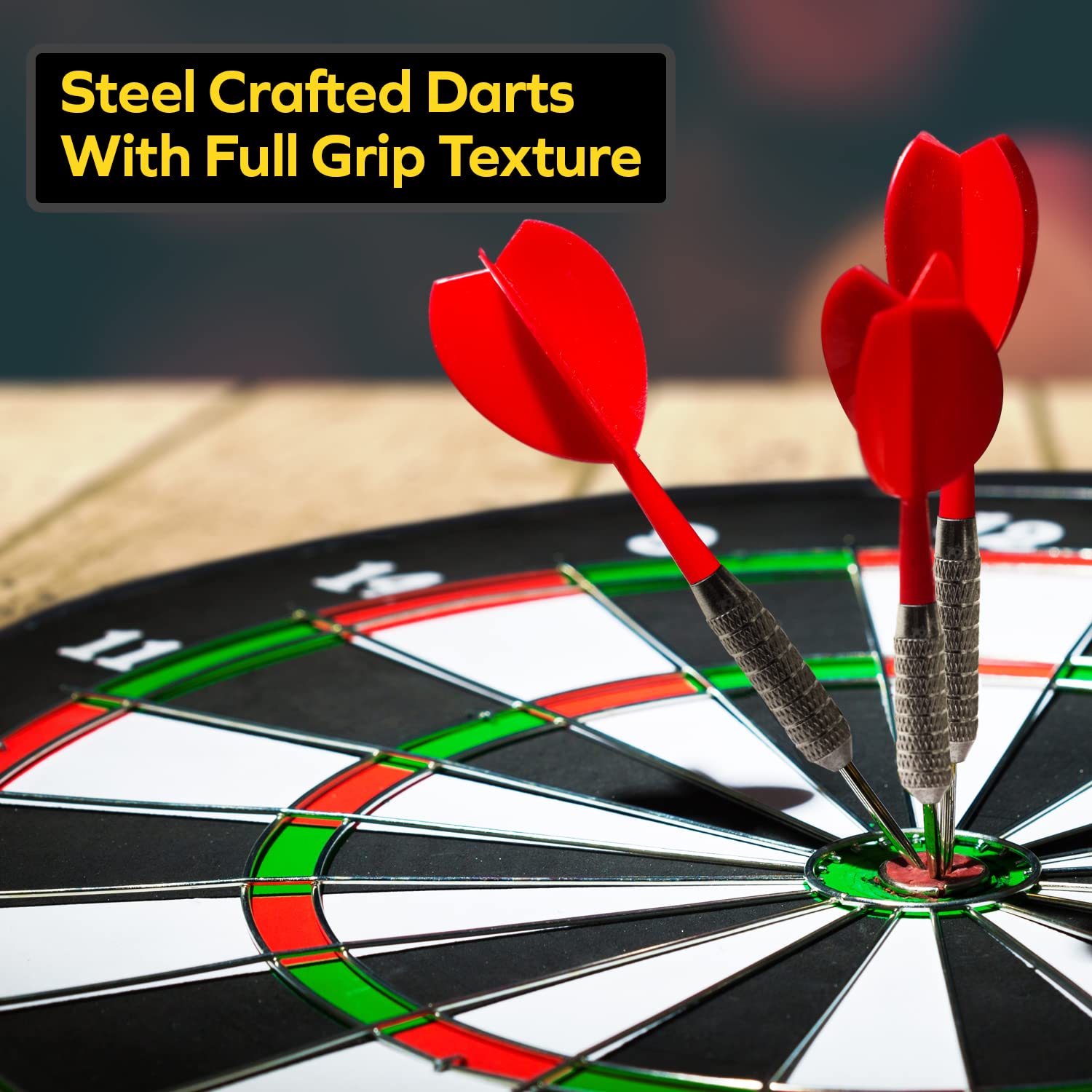 THOUSAND OAKS BARREL CO. Personalized Dartboard & Cabinet Set - Professional Steel Tip Dart Board for Adults with 6 Darts, Eraser & Chalk Scoreboard - Perfect for Game Rooms, Bars & Home Entertainment