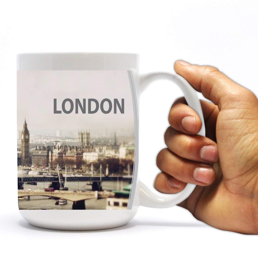 VictoryStore 15oz Ceramic Coffee Mug with London Skyline Design - Perfect for Home, Office & Gifts - Durable Cityscape Travel Mug for Tea & Hot Beverages