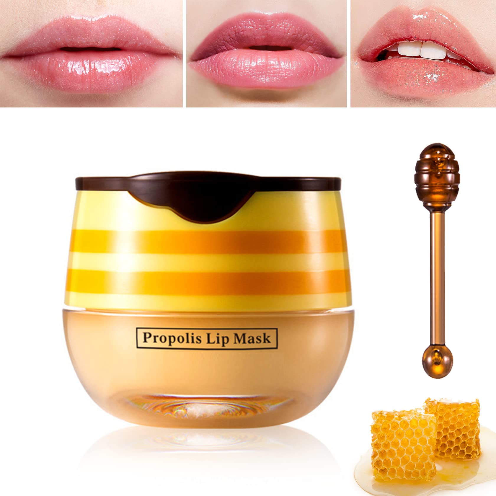 Honey Lip Balm for Dry Lips - Hydrating & Moisturizing Lip Care with Applicator - Perfect for Night Use & Cracked Lips