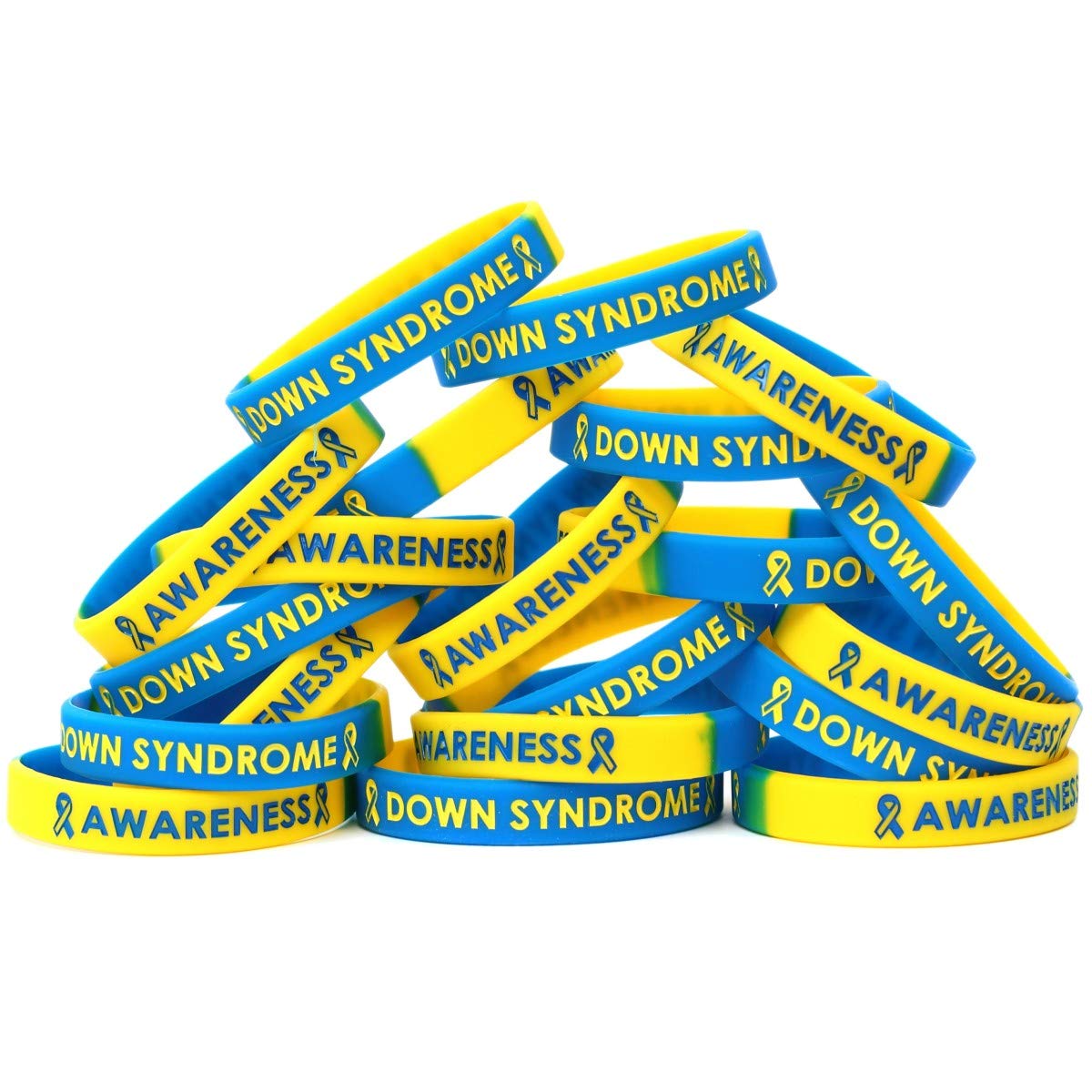 50 Pack Youth Down Syndrome Awareness Silicone Wristbands - Support & Awareness Bracelets for Kids & Teens - Fundraising, Charity Events & Everyday Wear