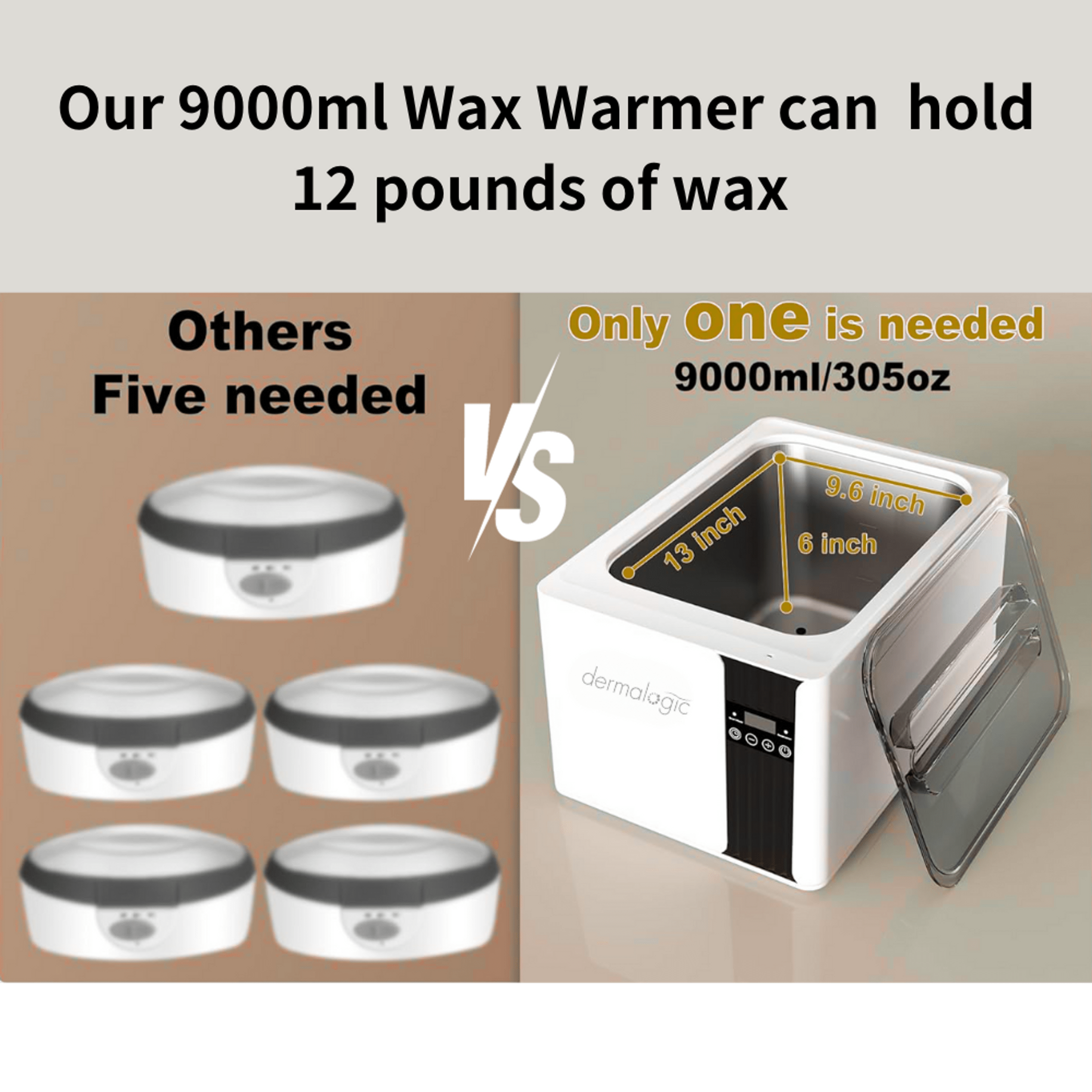 Dermalogic Digital Paraffin Wax Warmer 9000ML - Professional Wax Heating Unit for Salon & Home Spa, Hands & Feet Therapy - Perfect for Nail Salons, Massage, Pedicures & Relaxation