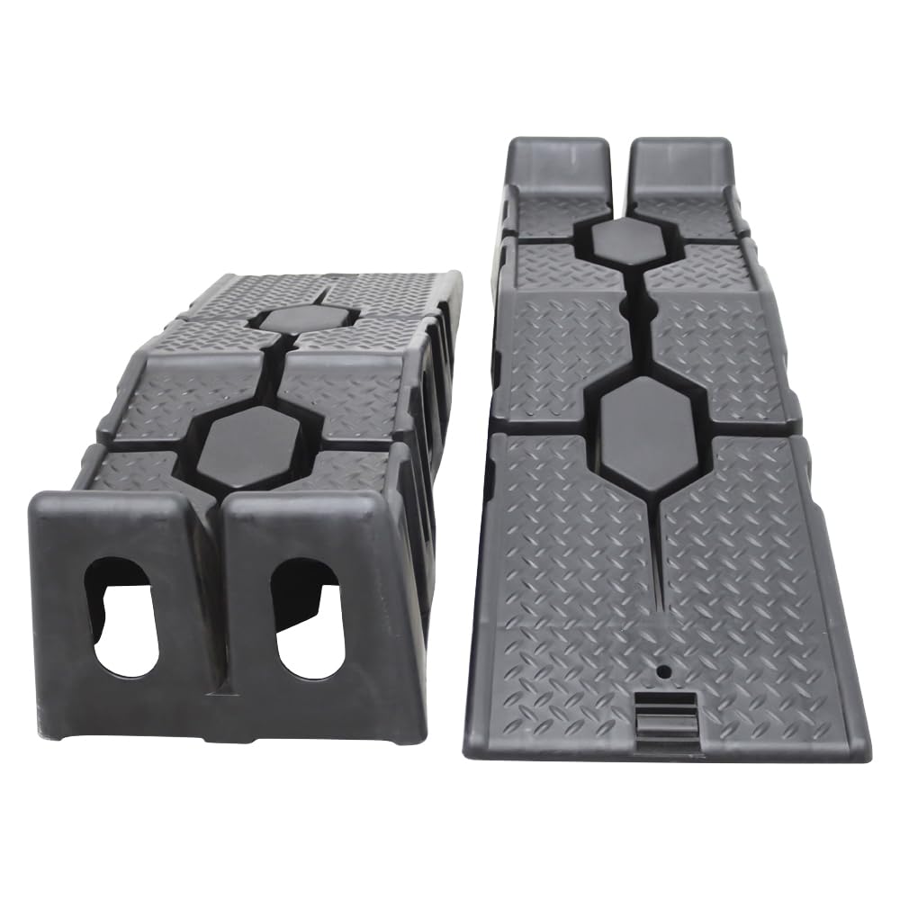 INTBUYING 2-Pack Heavy Duty Plastic Car Ramps for Oil Changes – 3-Ton Capacity, Anti-Slip Surface, Portable Vehicle Lifting Tools – Perfect for DIY Auto Maintenance, Garage Repairs & Tire Rotation