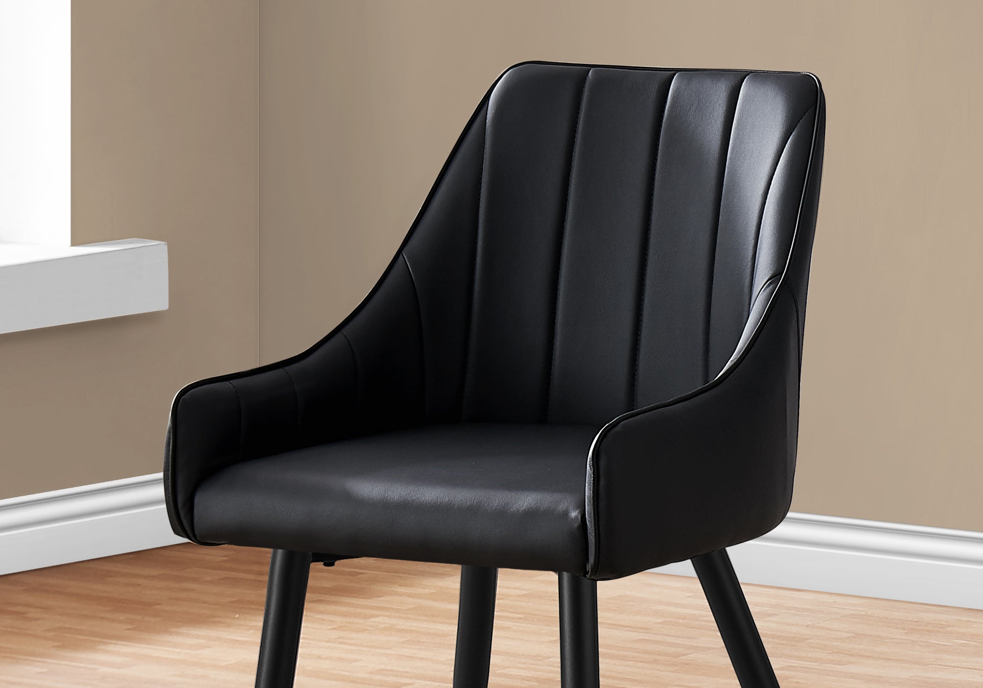 Premium Black PU Leather Dining Chairs Set of 2 - Modern Faux Leather Kitchen Chairs with Metal Legs for Dining Room, Kitchen, Breakfast Nook & Home Office