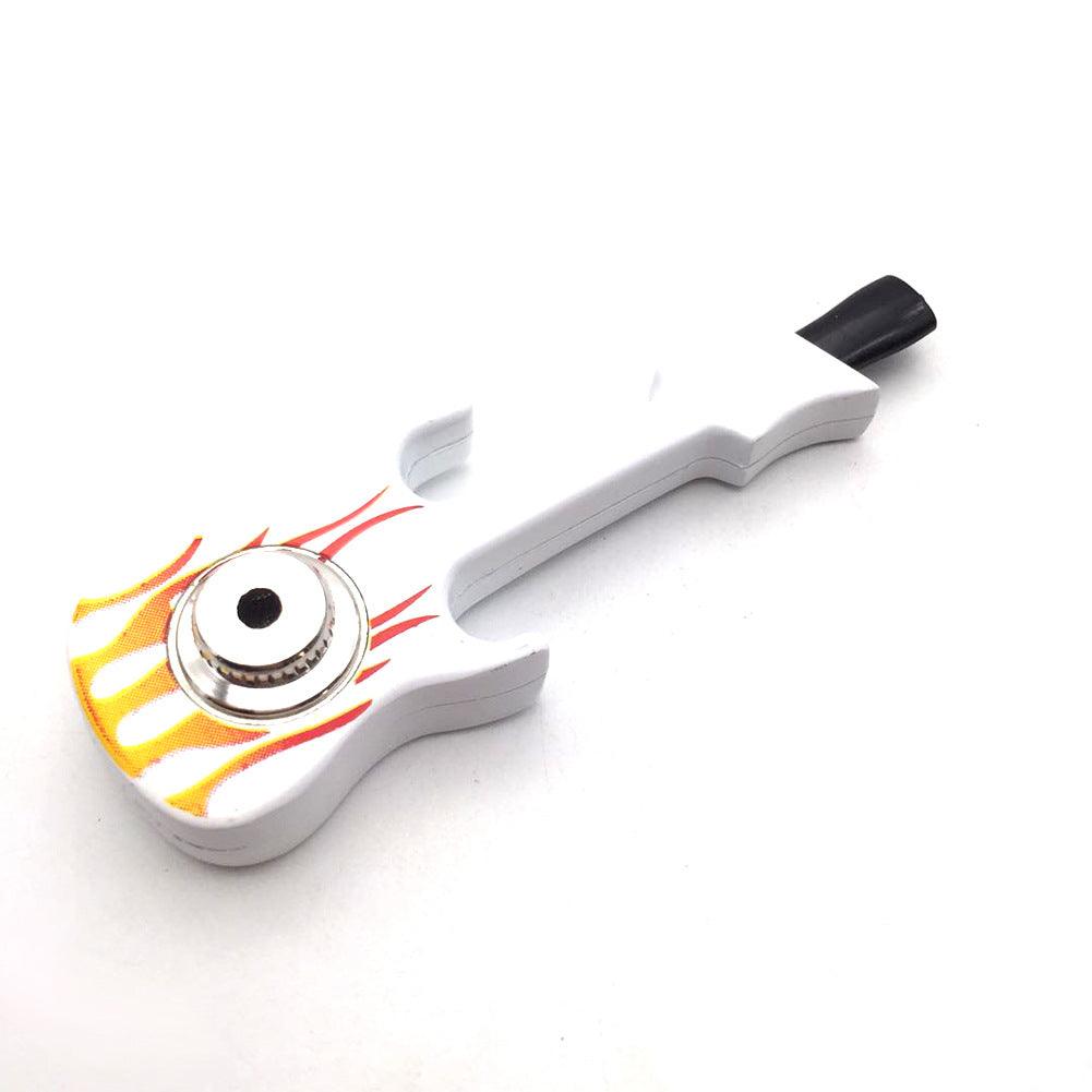 Creative Skull Printed Metal Guitar Pipe - Detachable Portable Smoking Pipe with Cover & Mesh Screen | Perfect for Travel, Camping & Outdoor Use
