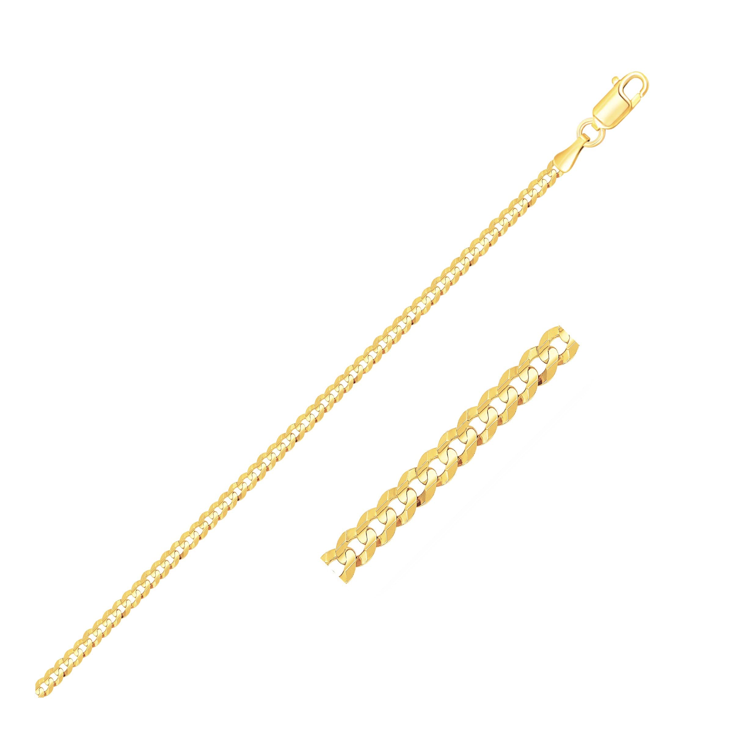 2.5mm 14K Yellow Gold Curb Link Anklet for Women - Dainty & Elegant Ankle Bracelet for Everyday Wear, Beach, Parties & Special Occasions