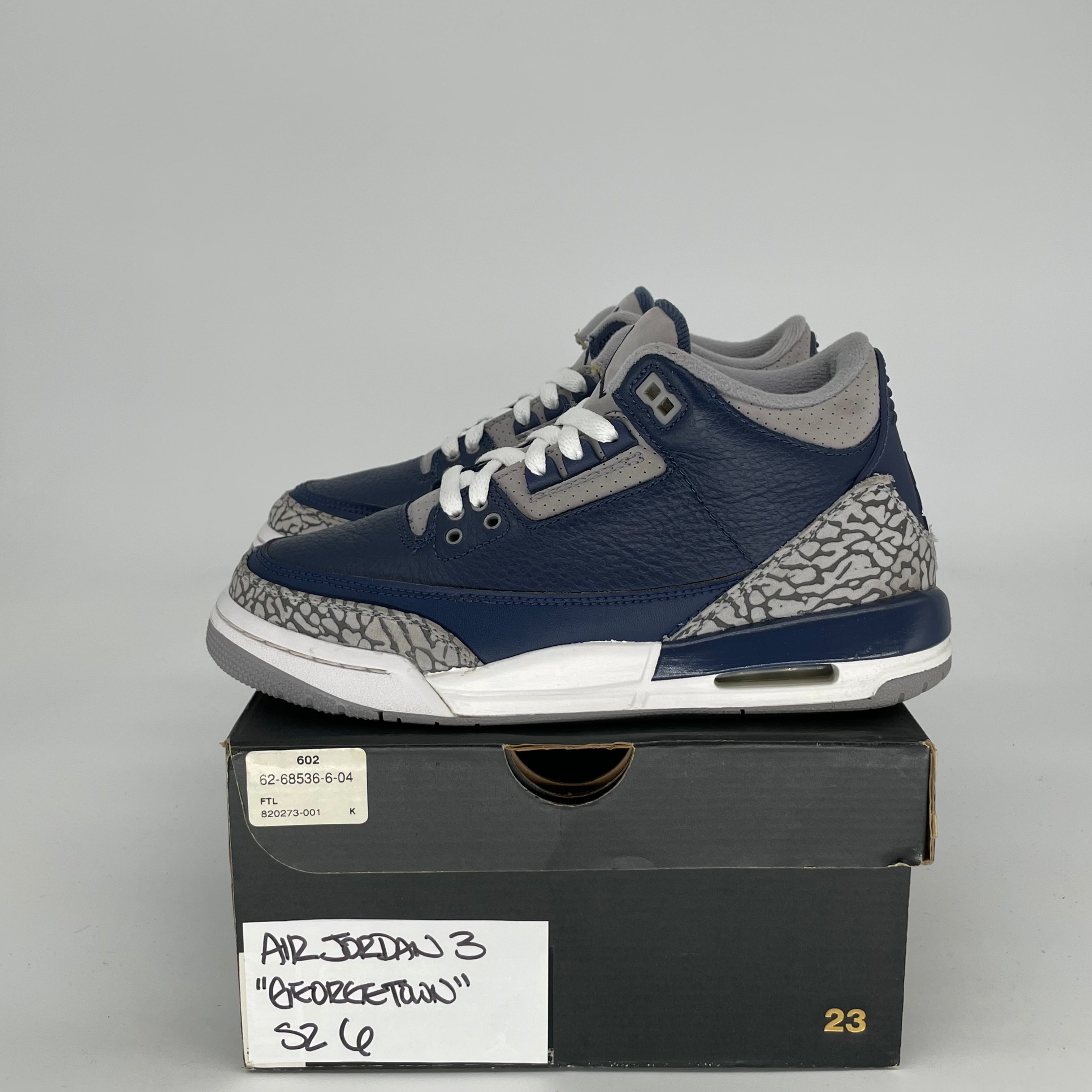 AIR JORDAN 3 GEORGETOWN Retro Sneakers - Women's Size 6/7.5W (Style# 398614-401) | Basketball Shoes for Women | Perfect for Streetwear, Gym & Casual Outfits