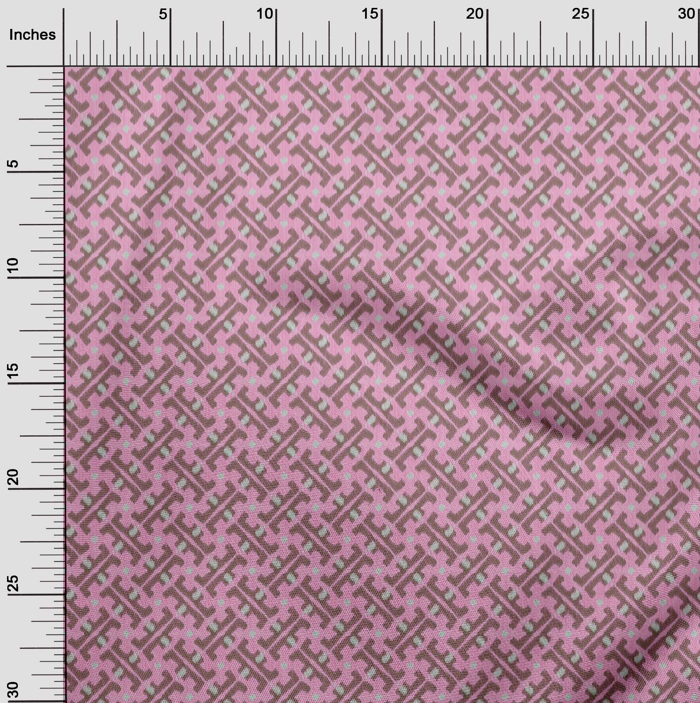 oneOone Polyester Spandex Rose Pink Ikat Print Fabric by The Yard - 56 Inch Wide Soft Stretch Dress Material for DIY Fashion, Home Decor & Craft Projects