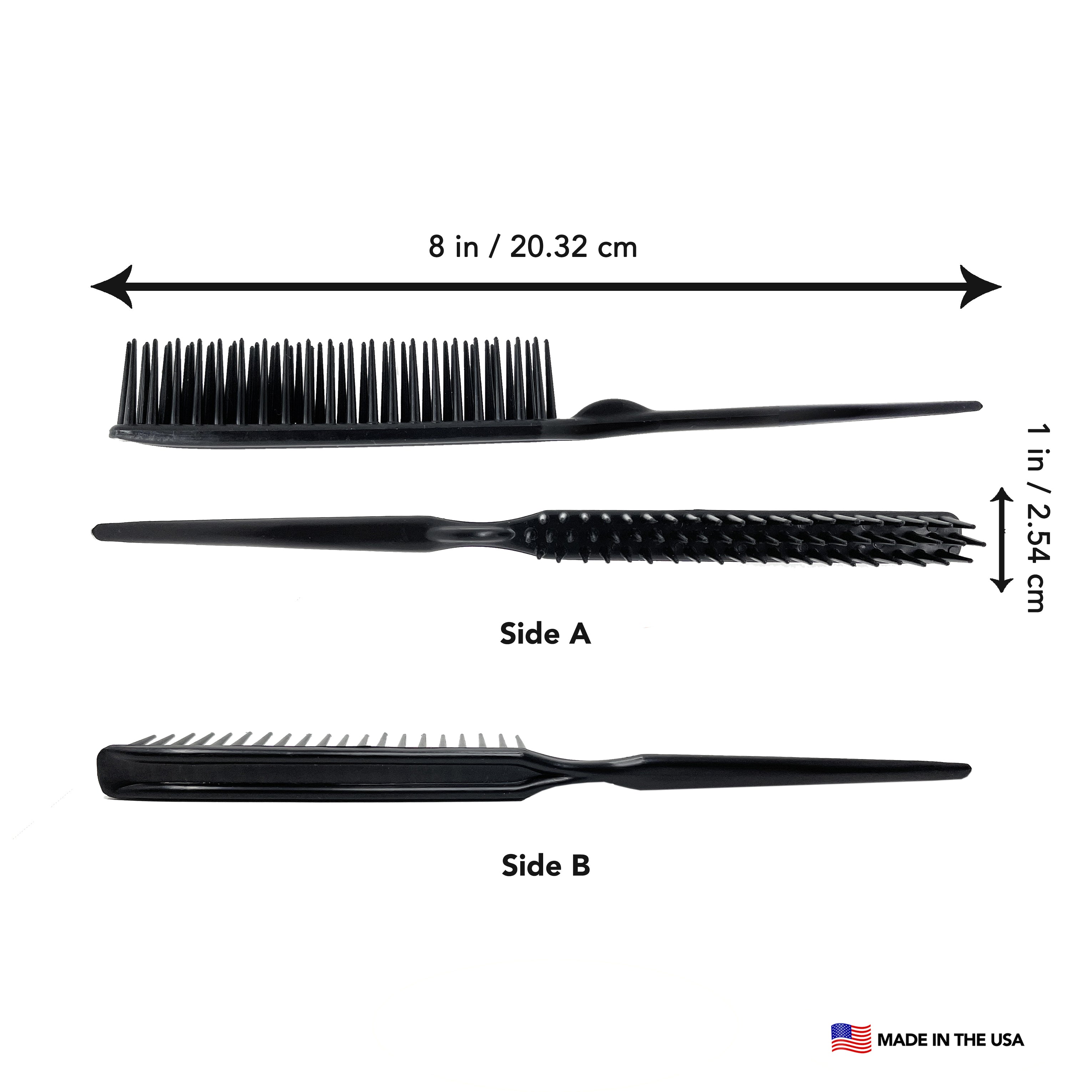 Professional 60-Parting 3-Row Hair Combs with Rattail - 2 Pack for Styling, Sectioning & Hairdressing - Perfect for Salons, Braiding & Hair Extensions