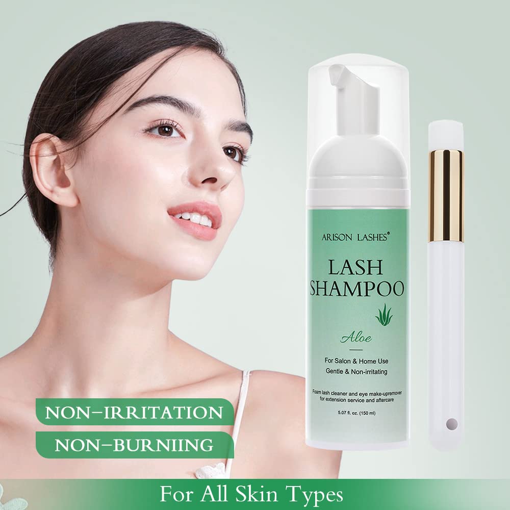 Arison 150ml Lash Extension Shampoo - Gentle Foaming Cleanser for Eyelash Extensions | Fragrance-Free, Natural Formula | Safe Eyelid Makeup Remover | Perfect for Daily Lash Care & Salon Use