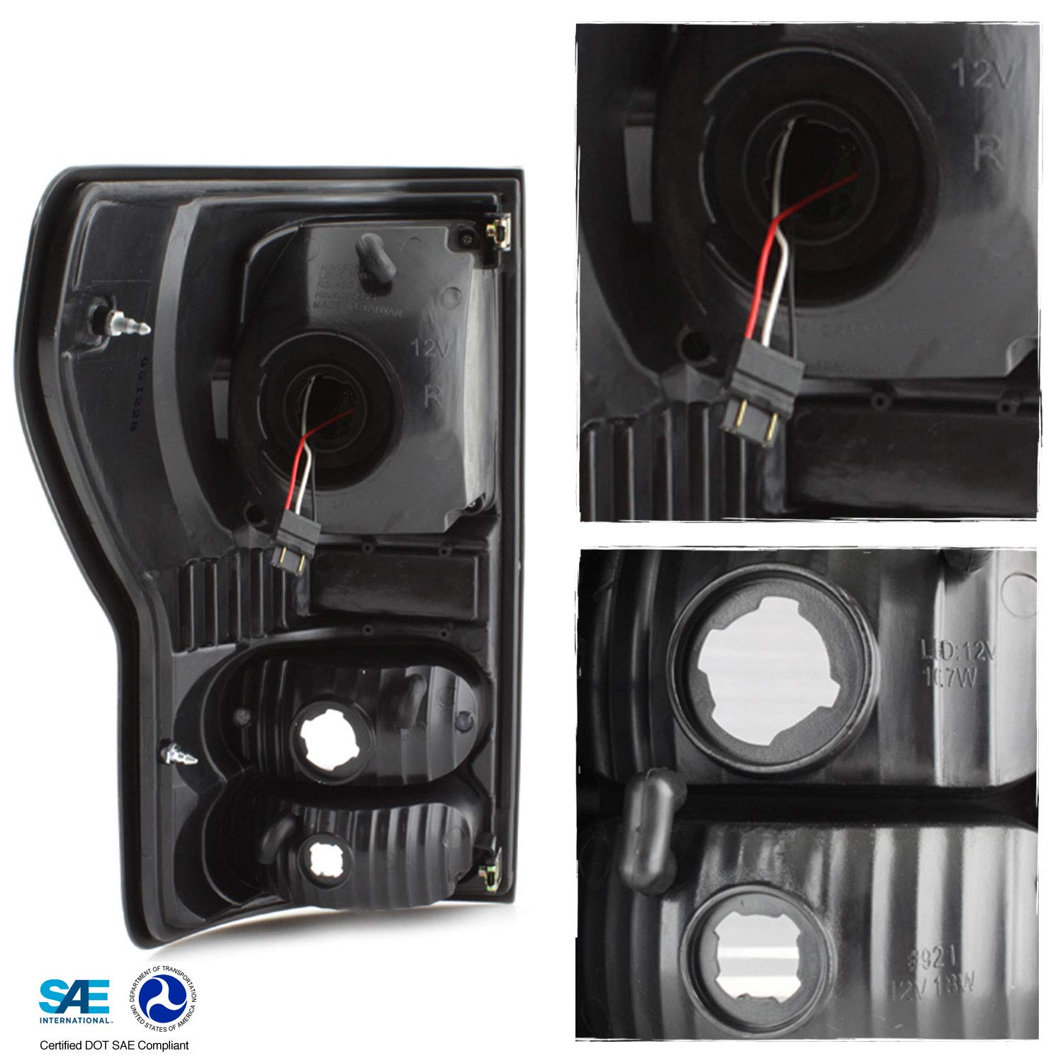 AKKON LED Headlights & Tail Lights for 2007-2013 Toyota Tundra - Black SMD LED Tube Projector Headlamps + Premium LED Brake Lights Pair (Left & Right) - Upgrade for Night Driving & Enhanced Visibility