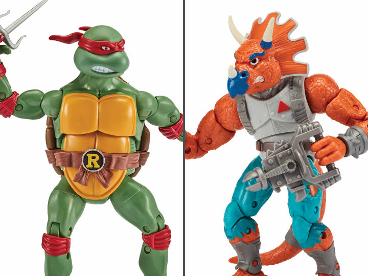 Teenage Mutant Ninja Turtles Classic Raphael vs Triceraton Action Figure 2-Pack - TMNT Collectible Toys for Kids & Adults - Perfect for Play, Display & Gifting