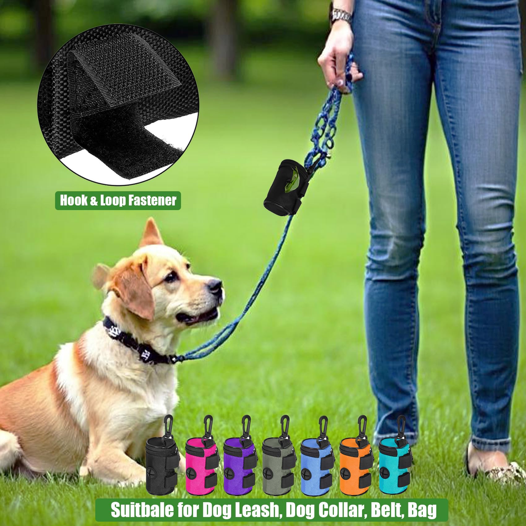 Eco-Friendly Dog Poop Bag Holder for Leash Attachment - Portable Waste Bag Dispenser Fits Any Dog Leash - Hands-Free Metal Carrier with Round Design (Grey) - Perfect for Walking, Hiking & Outdoor Activities with Your Pet
