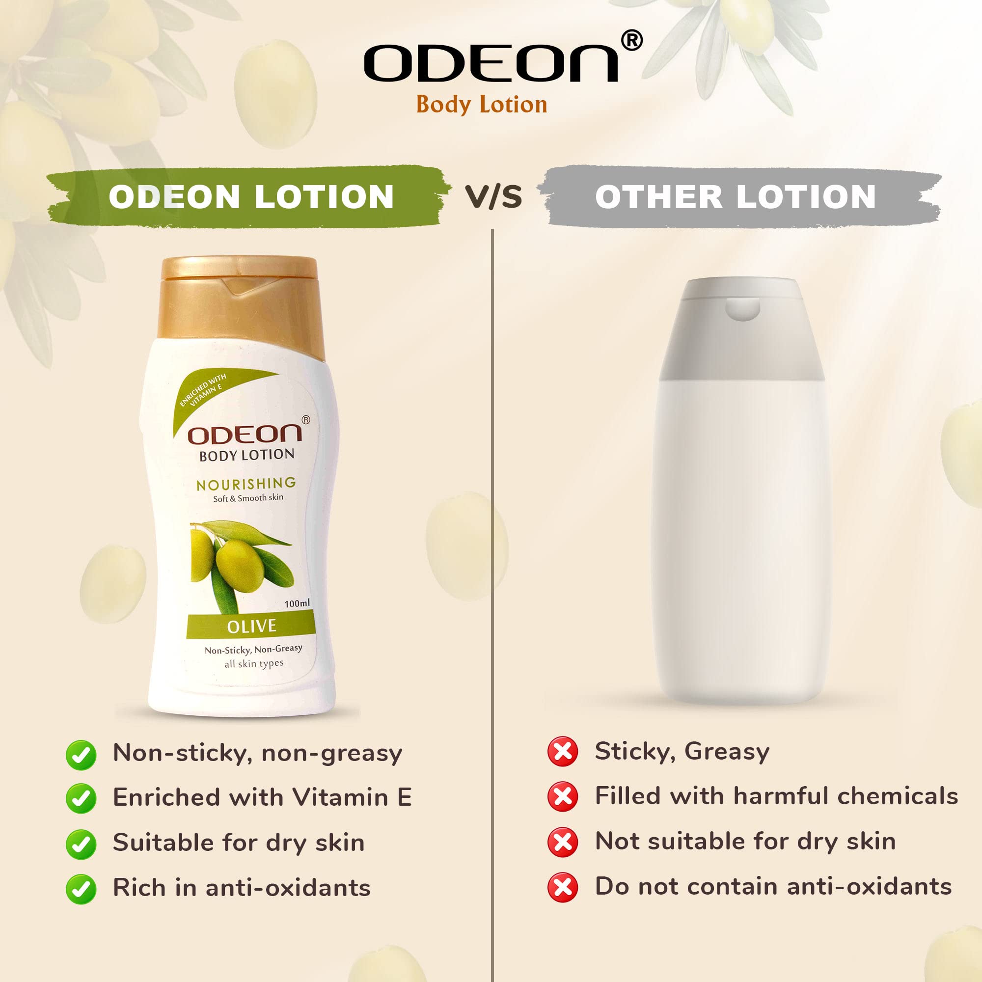 FREE Odeon Olive Body Lotion 100ml + Odeon Coffee Coconut Face & Body Scrub 300ml - Hydrating Skincare Duo for Dry Skin & Exfoliating Body Care
