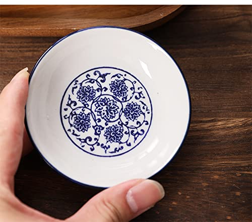 Blue and White Ceramic Appetizer Plates - Small Serving Dishes for Seasoning, Desserts, Snacks - Perfect for Parties, Tea Time, and Home Dining Decor