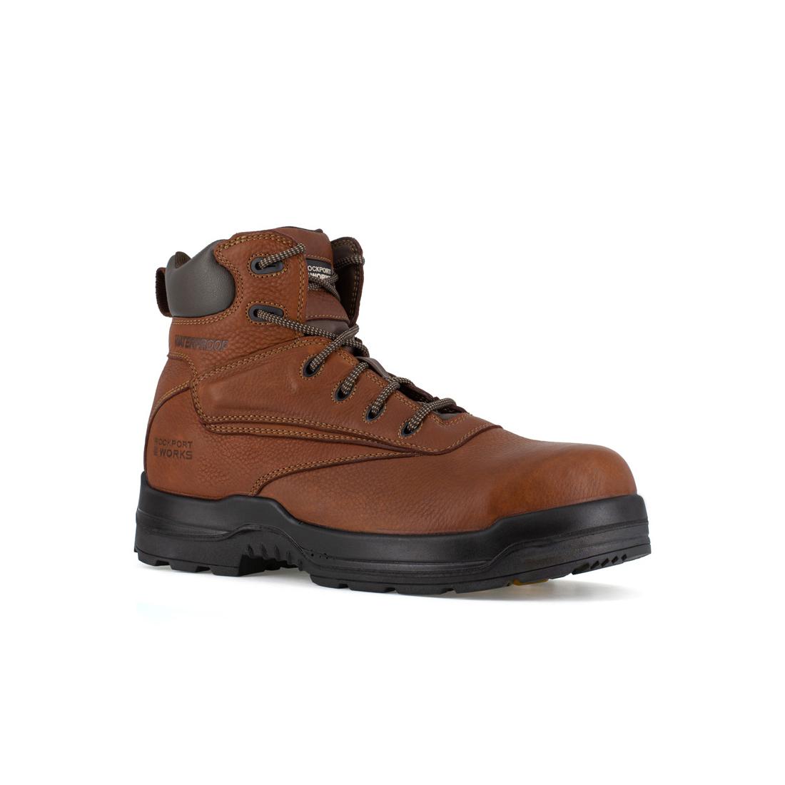 More Energy Composite Toe Waterproof Work Boots for Men - Brown Safety Shoes for Construction, Hiking & Outdoor Work