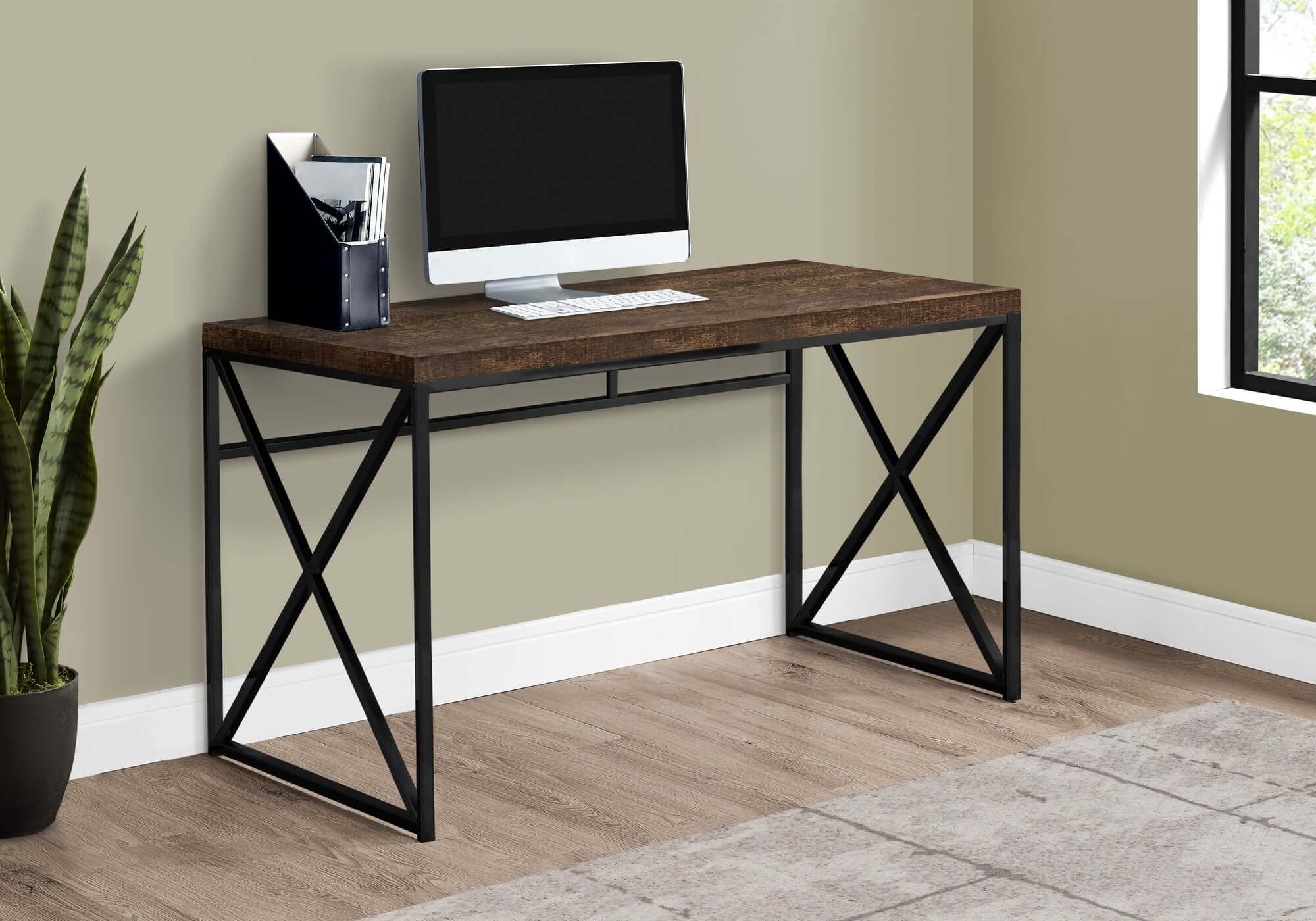 48L Modern Computer Desk with Sturdy Black Metal Base - Perfect for Home Office, Gaming & Study Spaces