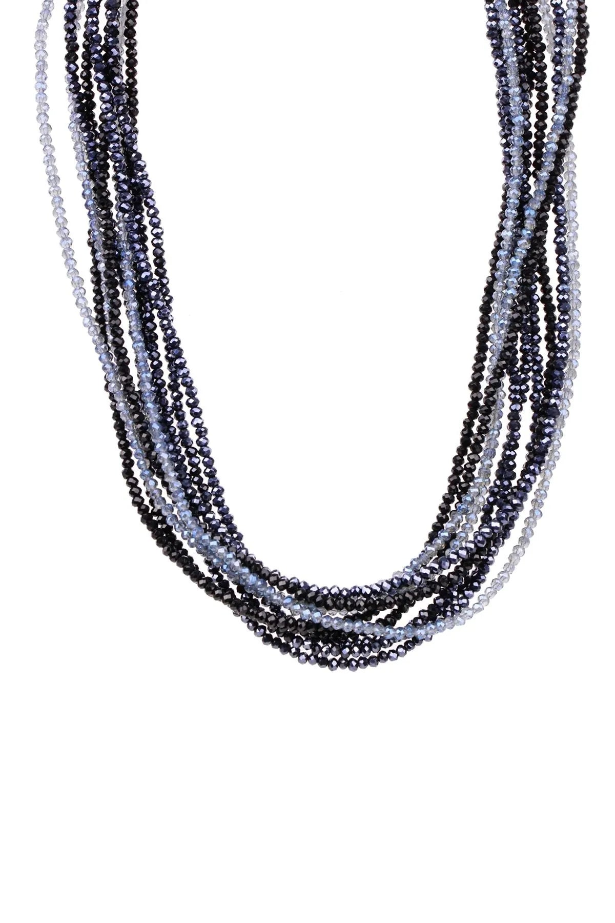 Multi Strand Crystal Ombre Necklace for Women - Elegant Layered Beaded Choker with Gradient Colors | Perfect for Parties, Weddings & Date Nights