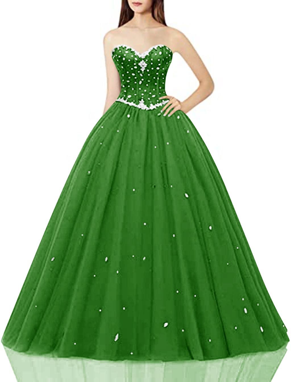 Sweetheart Ball Gown Tulle Quinceanera Dress for Women - Elegant Prom Dress with Floral Embroidery | Perfect for Quinceañera, Prom, Wedding, and Formal Events