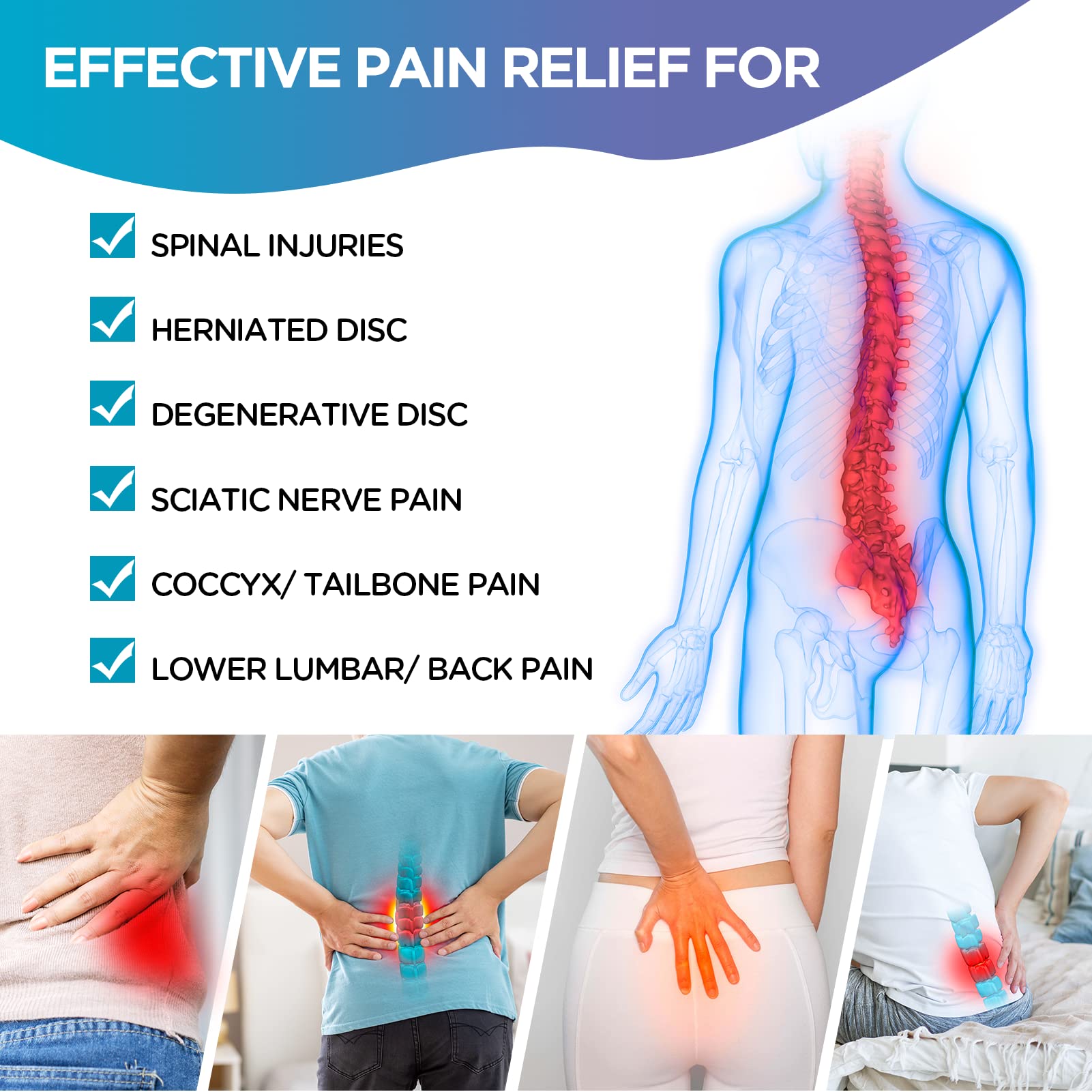 Comfytemp Reusable Gel Ice Pack for Back Pain Relief & Weighted Heating Pad Bundle - Soothe Muscle Aches, Cramps & Injuries at Home, Work or Gym