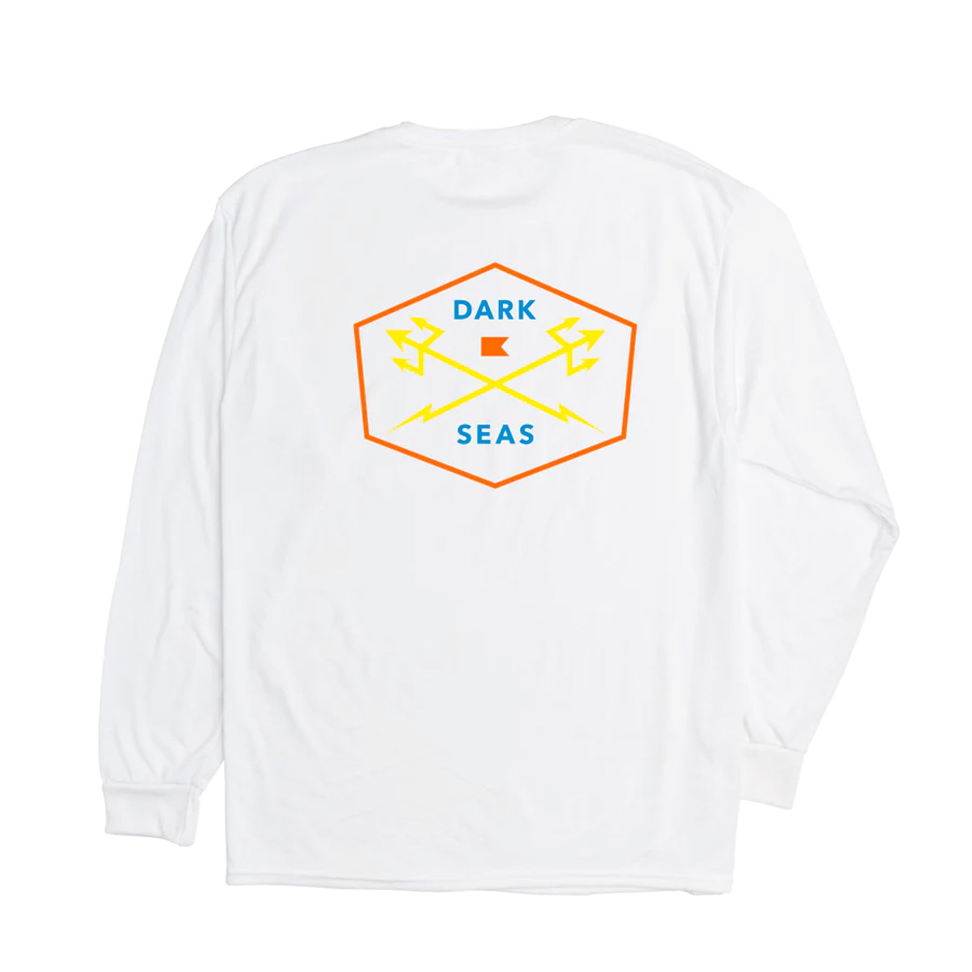 Dark Seas Progressive UV Protection Long Sleeve Men's T-Shirt - White | UPF Sun Shirt for Outdoor Activities, Hiking & Beach