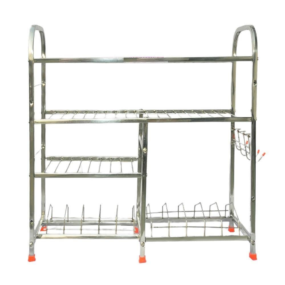 D.K 11 Stainless Steel Wall Mount Kitchen Dish Rack - Utensil Stand for Organized & Attractive Kitchen, Perfect for Small Spaces & Modern Homes