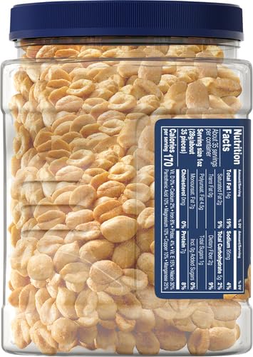 PLANTERS Salted Peanuts - Kosher Certified Bulk Nuts (2.19lb Jar) | High Protein Plant-Based Snack | Roasted in Peanut Oil | Perfect for Cocktail Parties, School Snacks & Adult Gatherings | Healthy On-the-Go Nutrition
