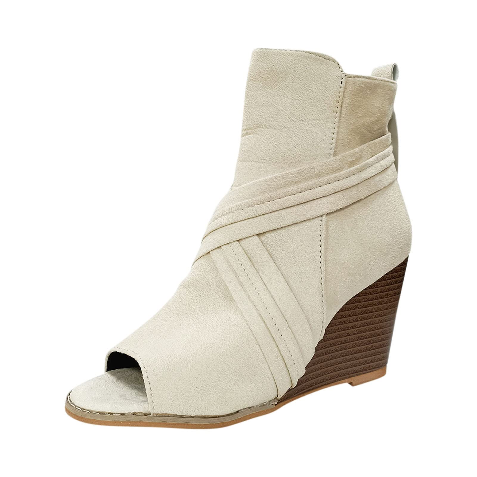 Women's Fashion Roman Sandals with Zippers & Bling - Casual Wedge Heel Shoes for Ladies | Perfect for Summer Outings, Beach Vacations & Daily Wear (Size 7)