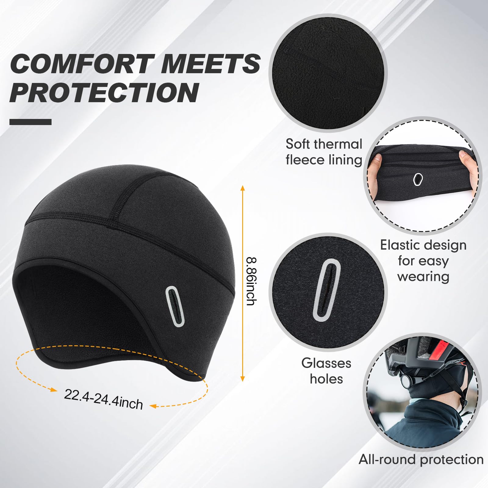 5-Piece Cycling Warm Accessories Set - Skull Cap Helmet Liner, Shoe Covers, Thermal Socks & Arm Warmers for Men & Women | Winter Bike Riding Gear for Cold Weather Cycling, Running & Outdoor Sports
