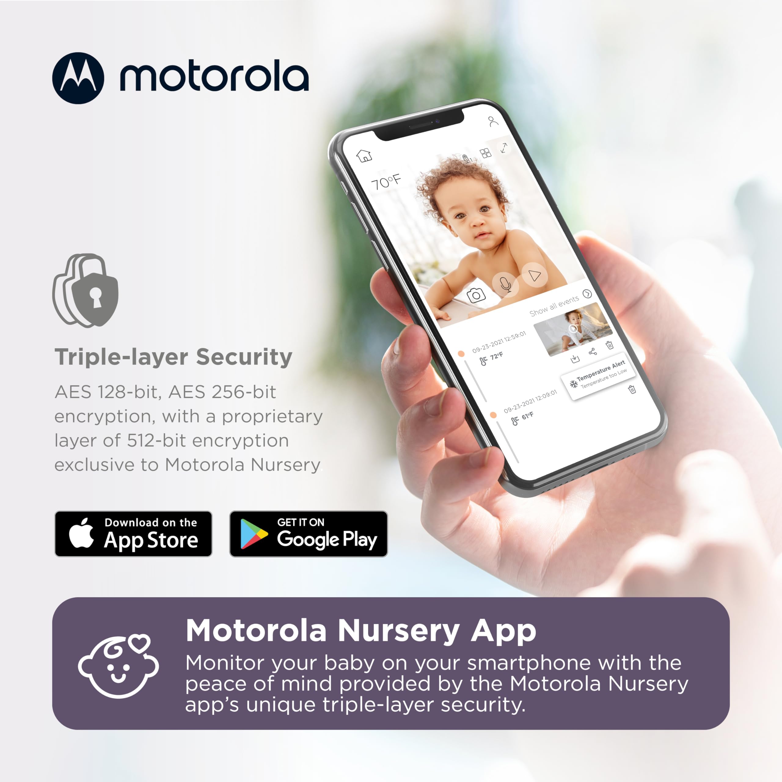Motorola PIP1510 WiFi Video Baby Monitor with HD Camera, Night Vision & Two-Way Audio - Wireless Baby Monitoring System for Home, Nursery, and Travel Use